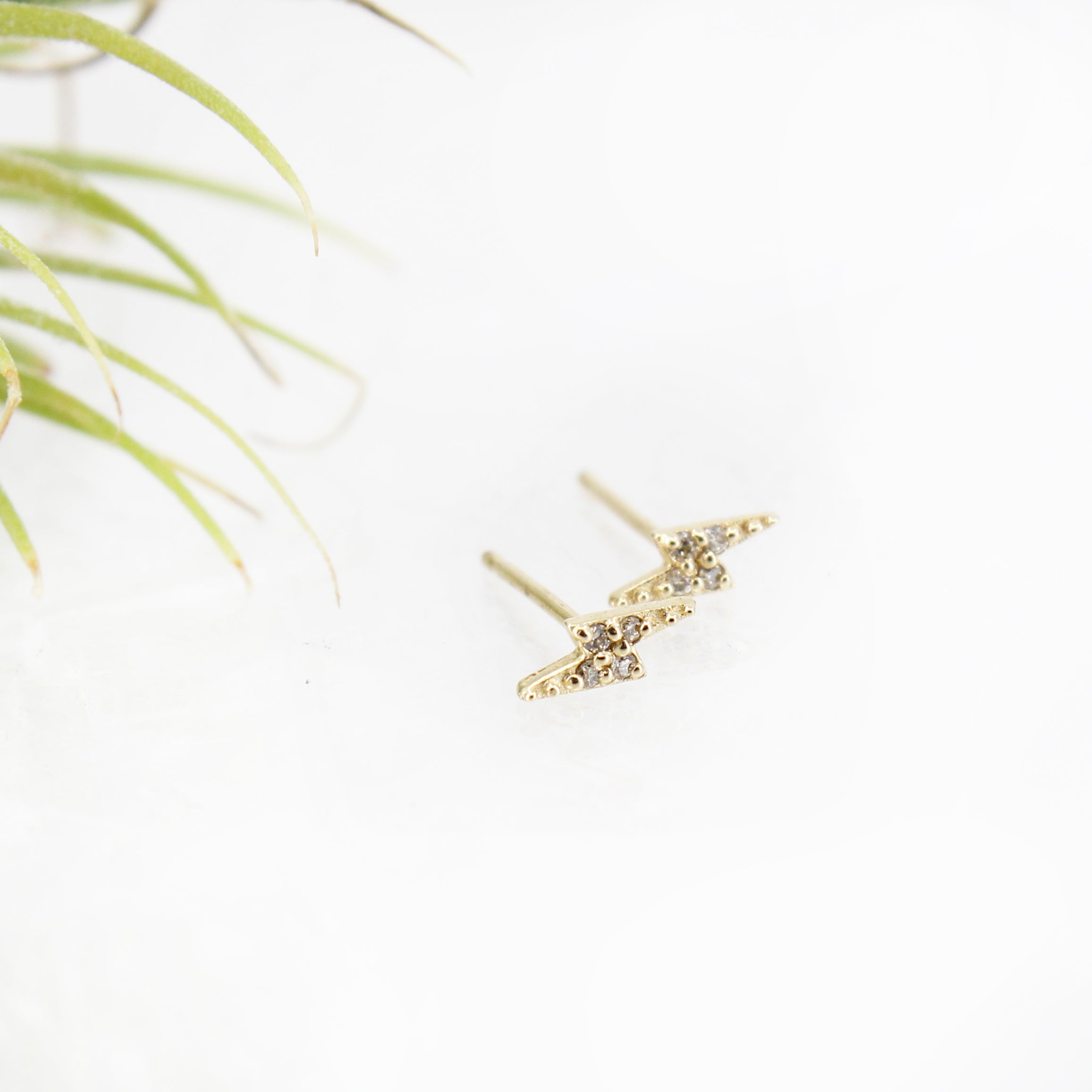 14k + Natural Diamond Flash Studs