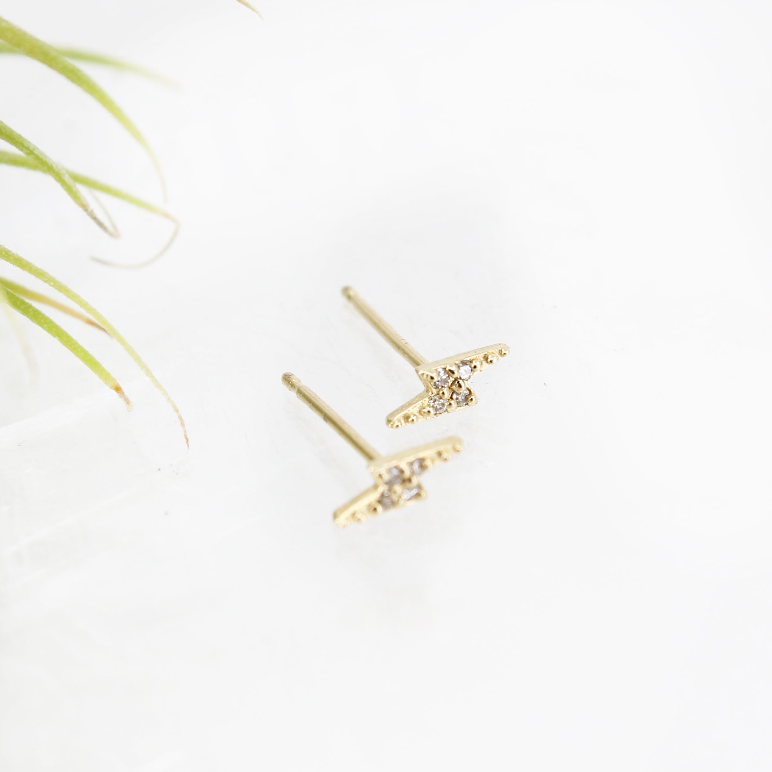 14k + Natural Diamond Flash Studs