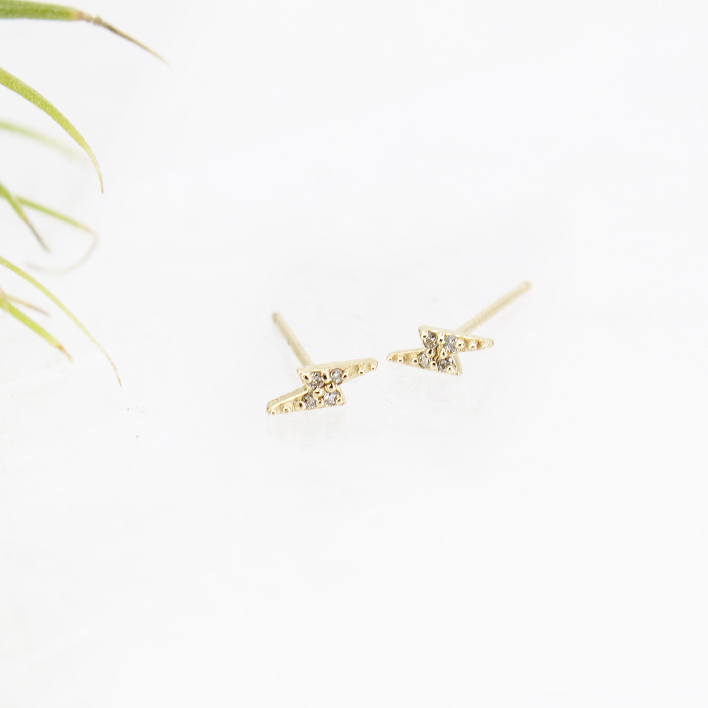 14k + Natural Diamond Flash Studs