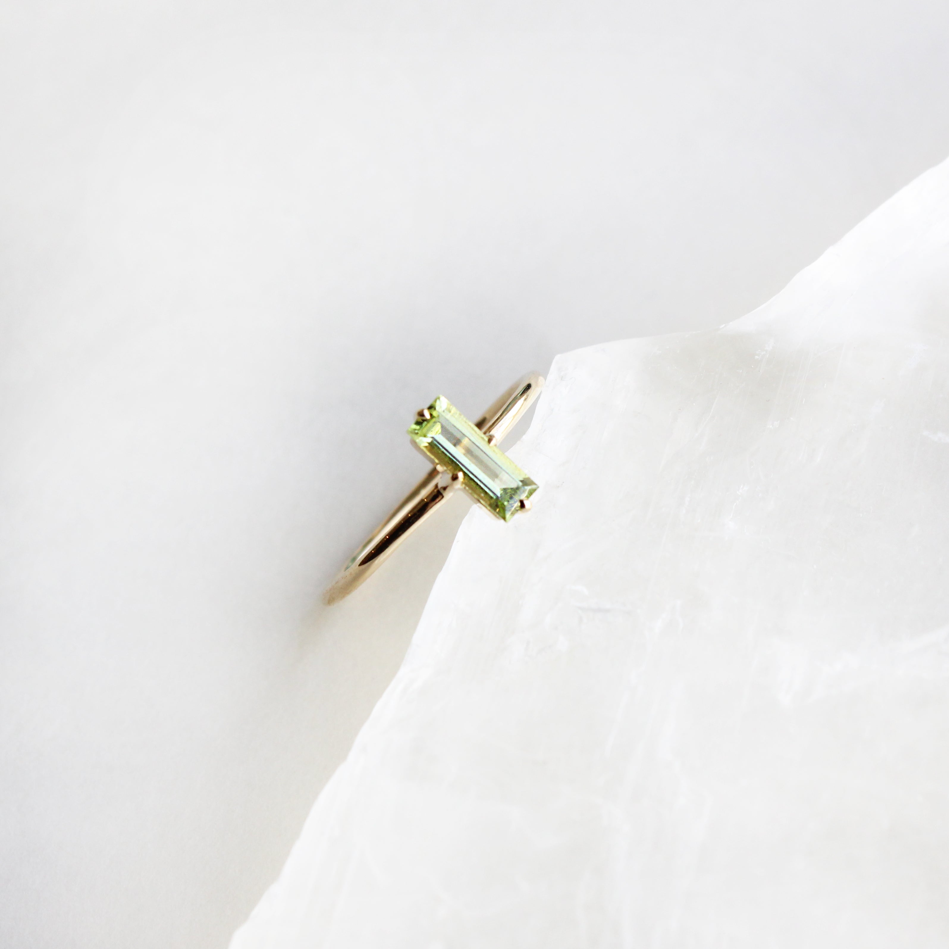 14k + Peridot Baguette Ring